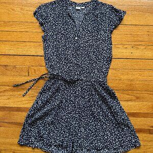 LIKE NEW GAP Navy/Floral Drawstring Romper - XS